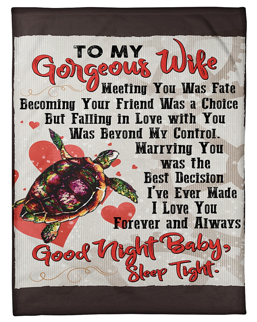 Wife To Husband Great Life Partner Turtle Fleece Blanket - Quilt Blanket