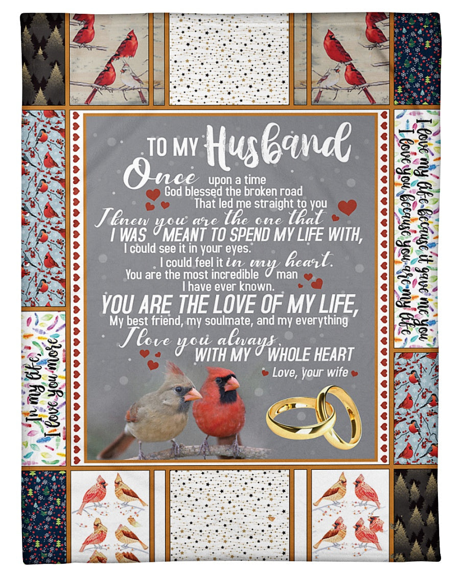 Wife To Husband My Whole Heart Cardinal Fleece Blanket - Quilt Blanket