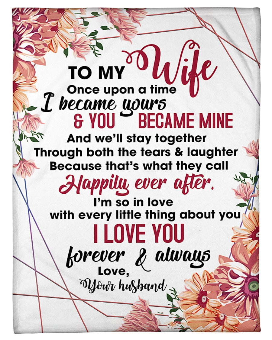 Husband To Wife Love You Forever Floral Fleece Blanket - Quilt Blanket