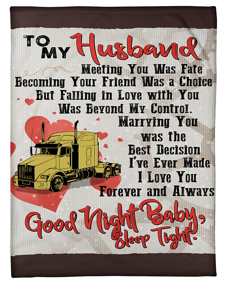 Wife To Husband Marrying You Was The Best Truck Fleece Blanket - Quilt Blanket