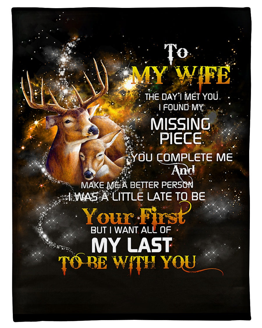 Husband To Wife My Last Be With You Deer Fleece Blanket - Quilt Blanket