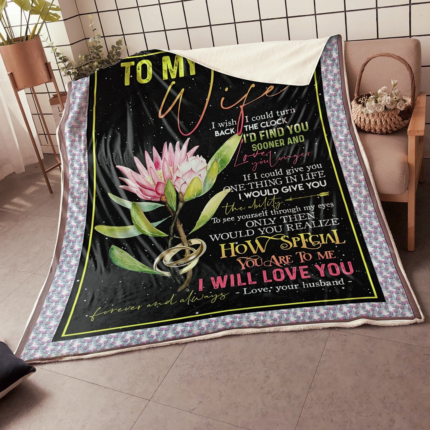 My Wife Protea Flower How Special You Are To Me Gift From Husband Fleece Blanket - Quilt Blanket