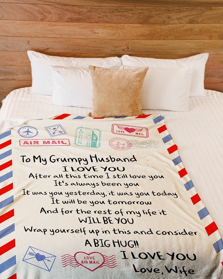 To My Grumpy Husband I Love You Fleece Blanket - Quilt Blanket