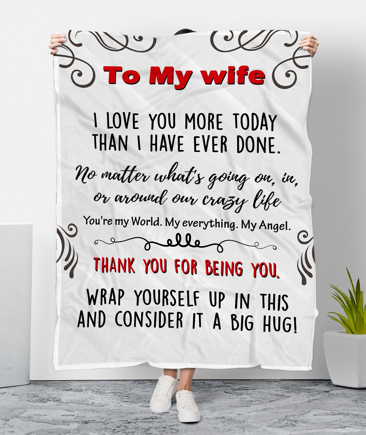 To My Wife I Love You More Today Fleece Blanket - Quilt Blanket,   Valentine Gift, Love From Husband