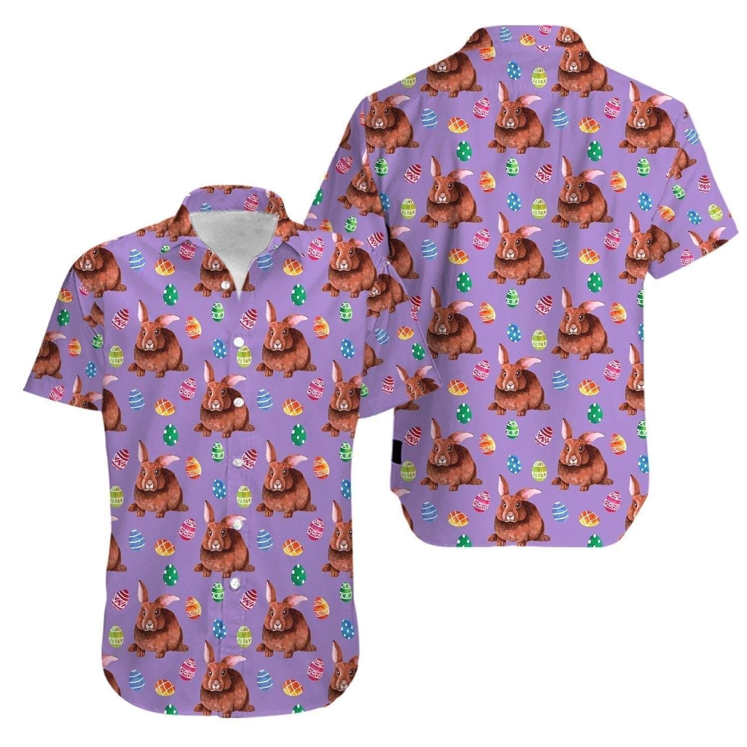 PresentsPrints, Beach Shirt Hawaiian Aloha Shirts Easter Day Bunny Pattern, Hawaiian Shirt