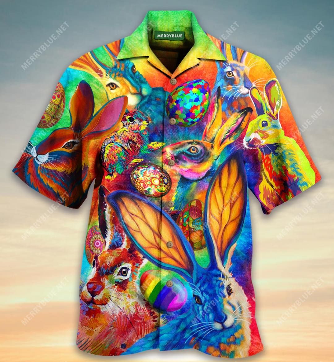 PresentsPrints, Beach Shirt Shop From 1000 Unique Amazing Colorful Art Easter Bunny Unisex Hawaiian Shirt