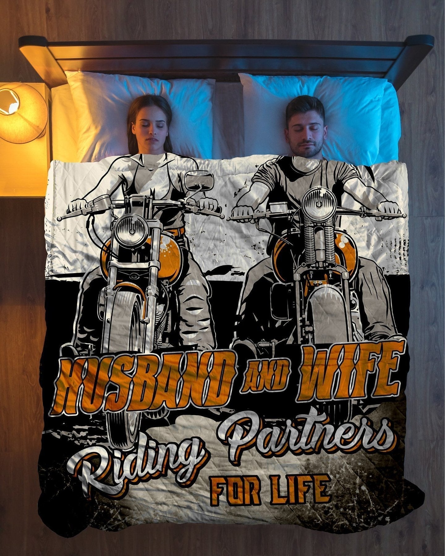 Blanketify HUSBAND AND WIFE RIDING PARTNERS FOR LIFE BLANKET Gift For Wife Husband Couple Valentine's Day Birthday Gift Home Decor Bedding Couch Sofa Soft and Comfy Cozy