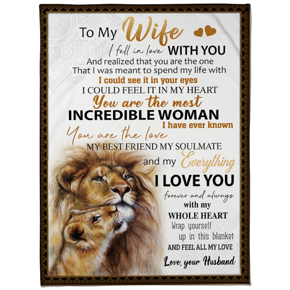 To My Wife Couple Lion Fleece Blanket Home Decor Bedding Couch Sofa Soft And Comfy Cozy