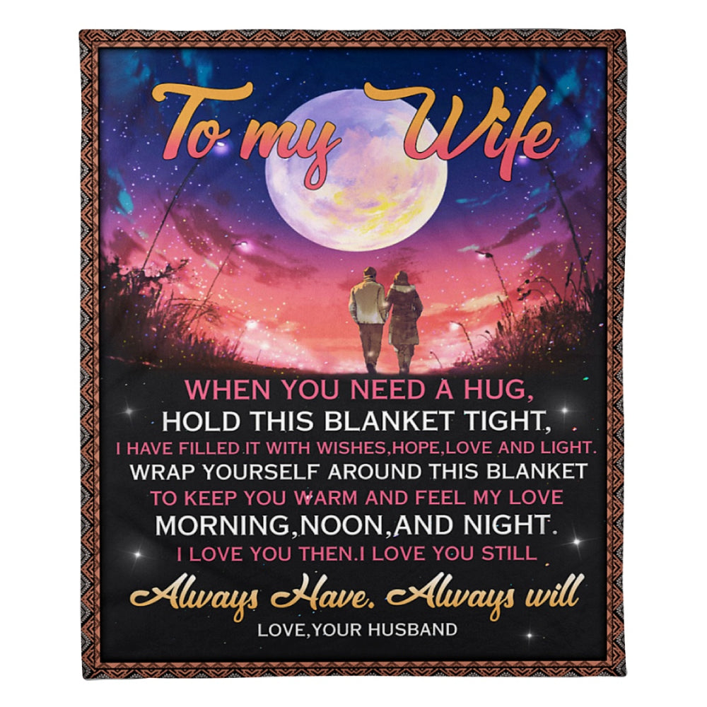To My Wife Feel My Love Fleece Blanket Home Decor Bedding Couch Sofa Soft And Comfy Cozy