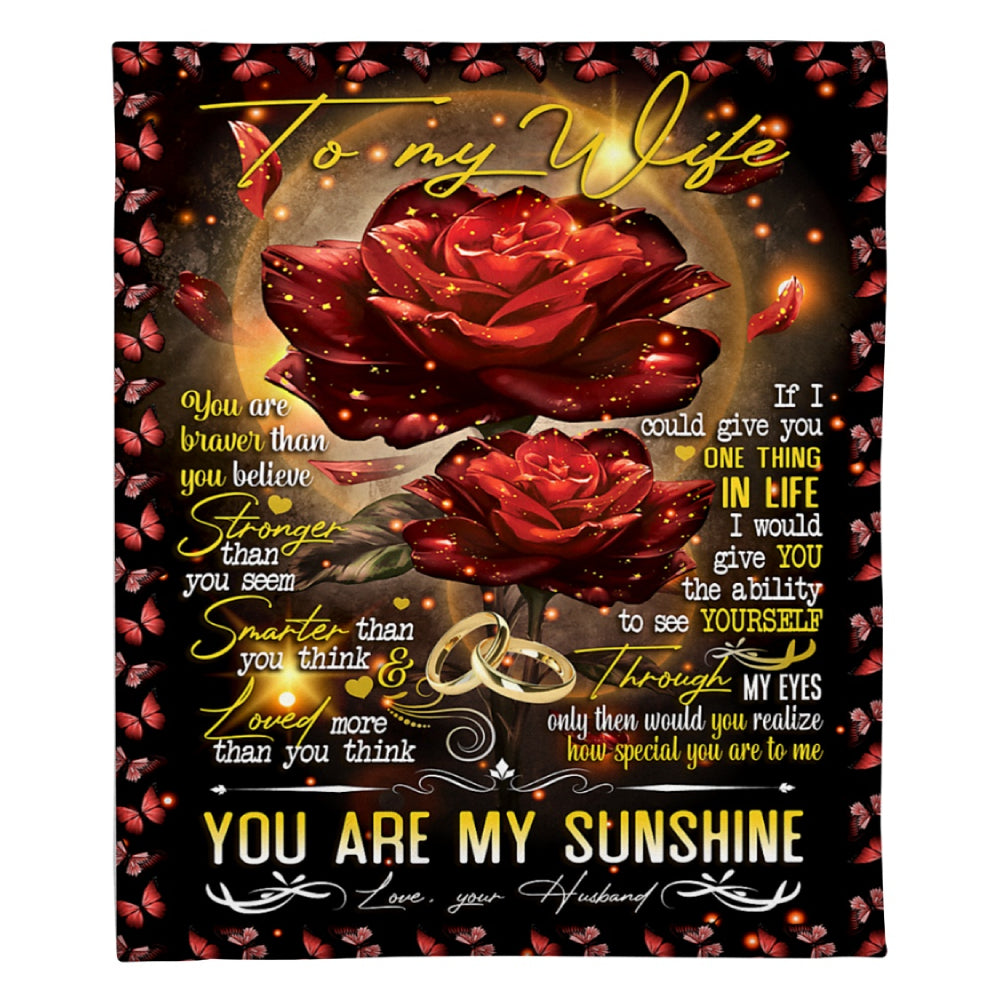 To My Wife You Are My Sunshine Fleece Blanket Home Decor Bedding Couch Sofa Soft And Comfy Cozy