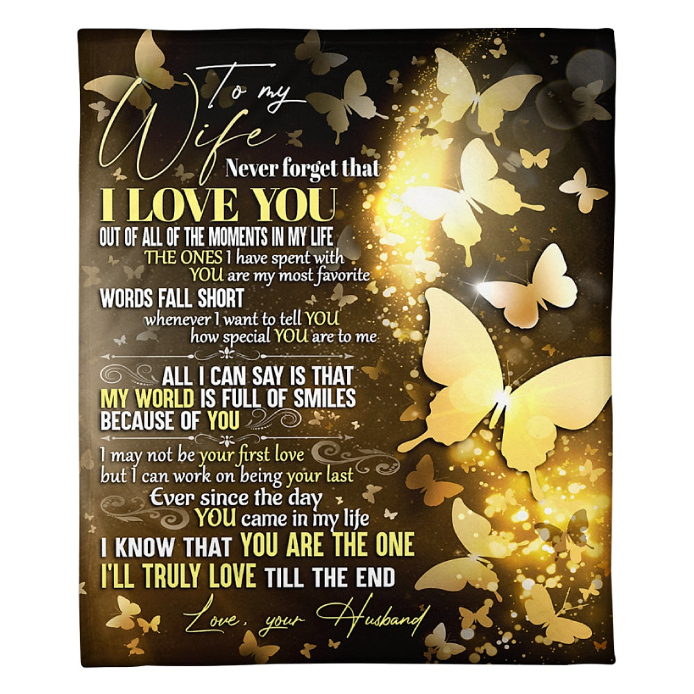 To My Wife Bling Butterflies Fleece Blanket Home Decor Bedding Couch Sofa Soft And Comfy Cozy