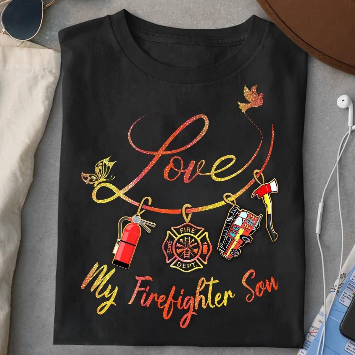 PresentsPrints, Firefighter love my firefighter son Firefighter T-Shirt