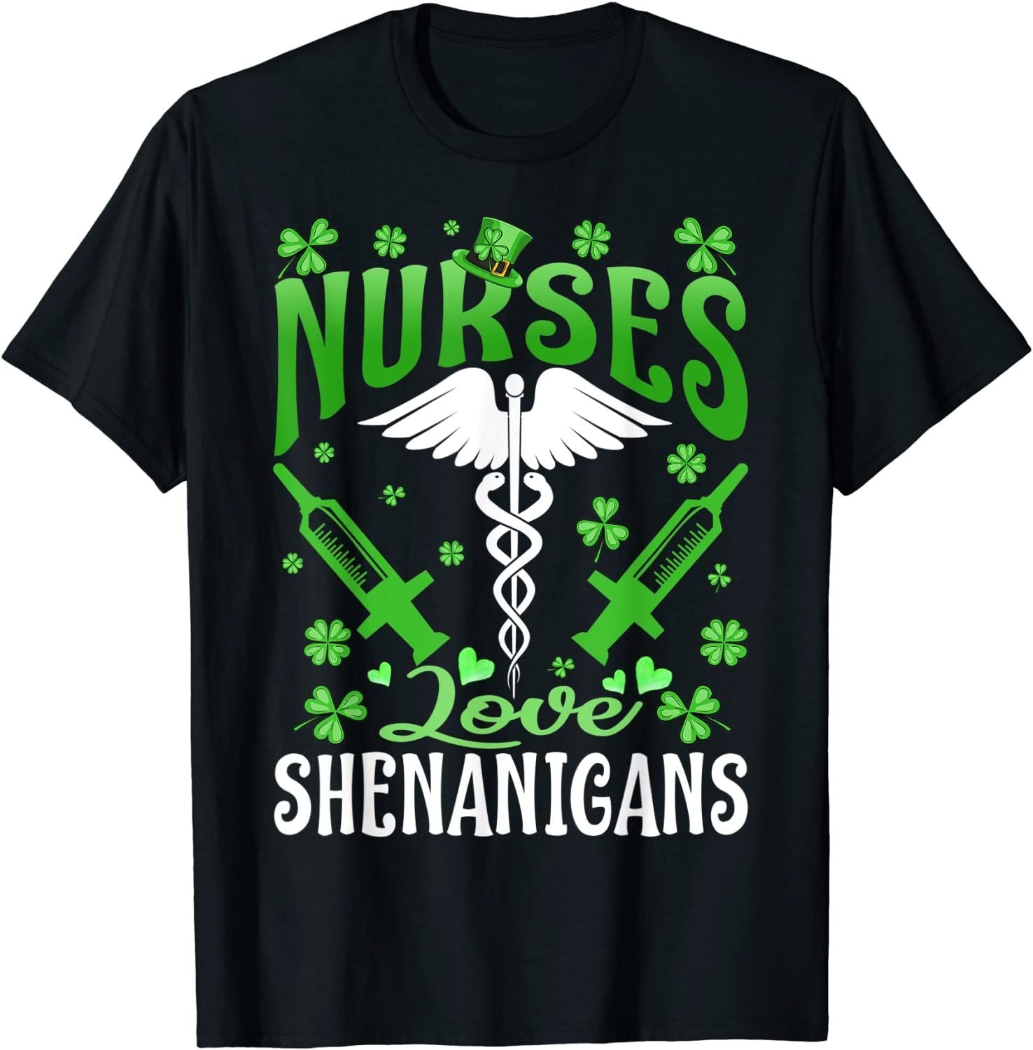 PresentsPrints, Nurses Love Shenanigans Funny St Patrick's Day Nursing, Nurse T-Shirt