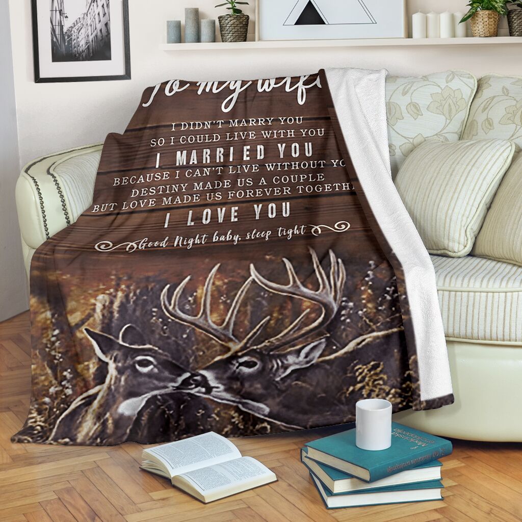 Gift For Wife Blanket, Deer Couple To My Husband Meeting You Was Fate - Love From Wife