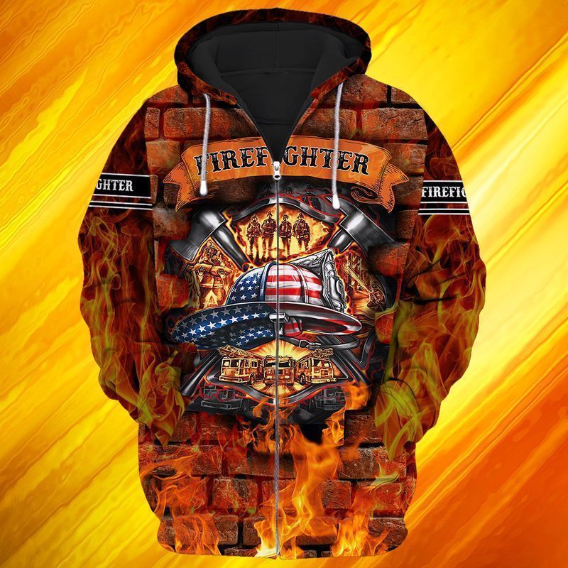 PresentsPrints, 4th Of July Independence Day Memorial Day Firefighter For Men And Women Firefighter Full Printed 3D Hoodie