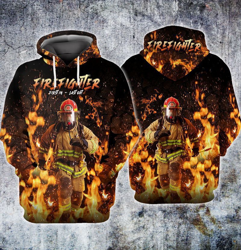 PresentsPrints, 4th Of July Independence Day Firefighter First In Last Out   For Men And Women Firefighter Full Printed 3D Hoodie