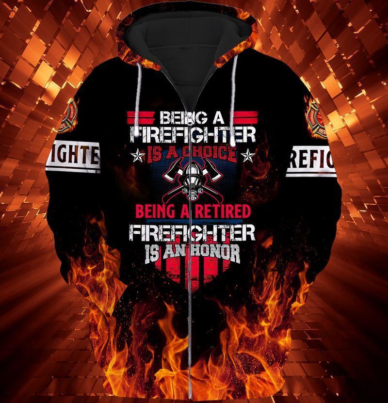 PresentsPrints, Firefighter Being A Firefighter Is A choice Being A Retired Firefighter  Is An Honor For Men And Women Firefighter Full Printed 3D Hoodie