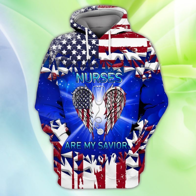PresentsPrints, 4th Of July Independence Day Memorial Day America Nurses Are my Saviors 3D Hoodie Zip Hoodie  size S-5XL