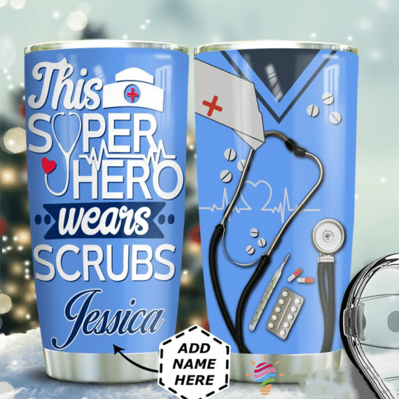 PresentsPrints, Gifts For Nurses Nurse This Hero Wears Scrubs Personalize Gift for lover Day Travel, Nurse Tumbler