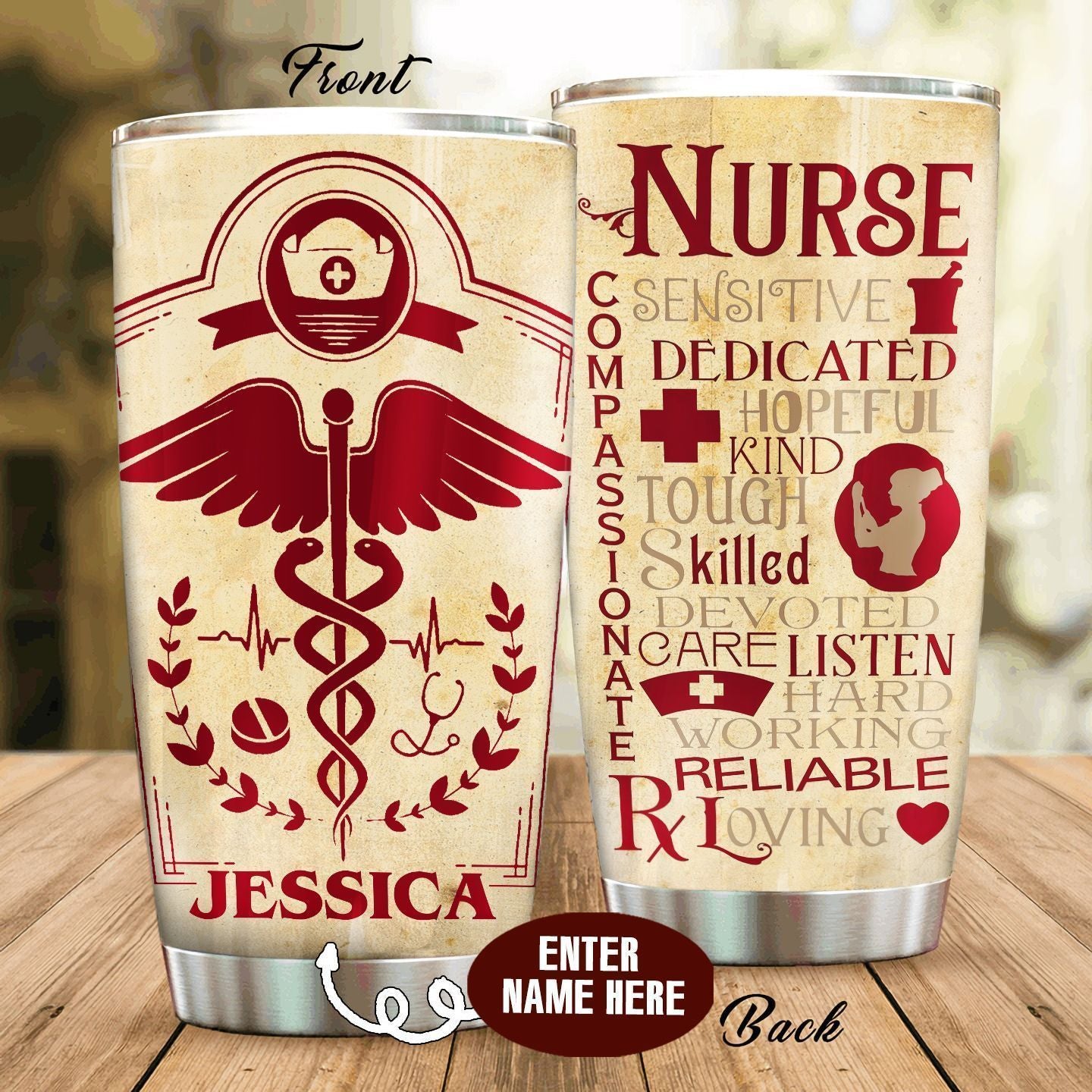 PresentsPrints, Nurse Personalized medical icon Gift for lover Day Travel, Nurse Tumbler