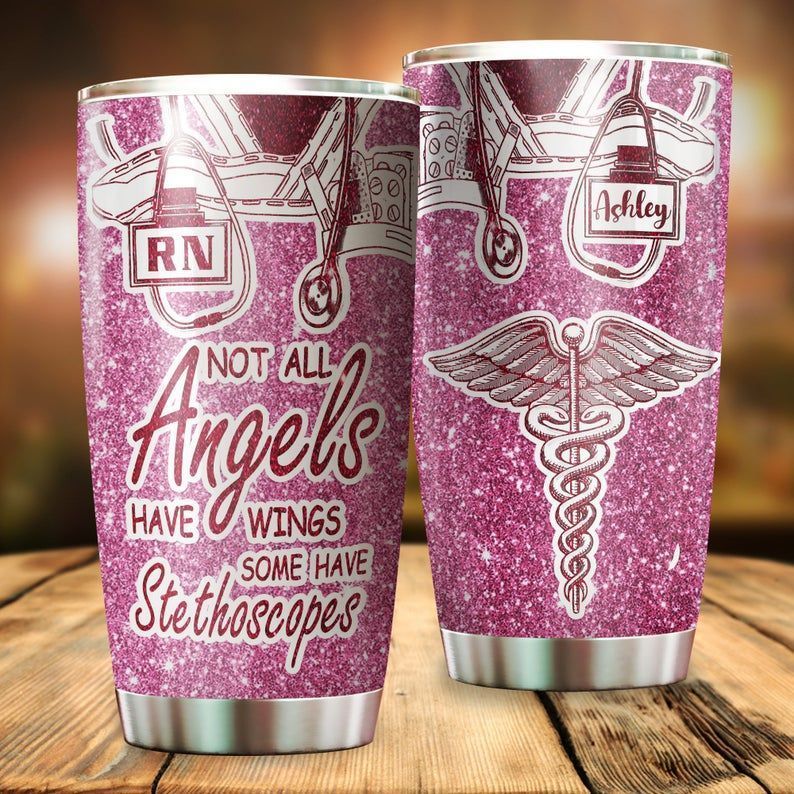PresentsPrints, Nurse Personalized not all angels have wings some have stethoscopesn Gift for lover Day Travel, Nurse Tumbler