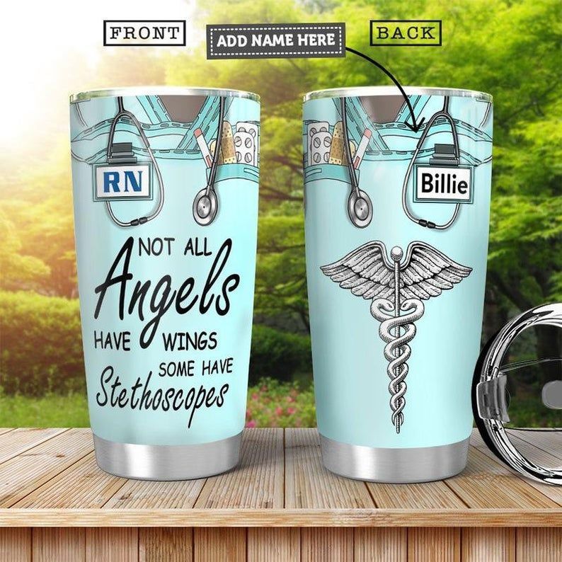 PresentsPrints, Nurse Personalized icon medical not all angles have wings Gift for lover Day Travel, Nurse Tumbler