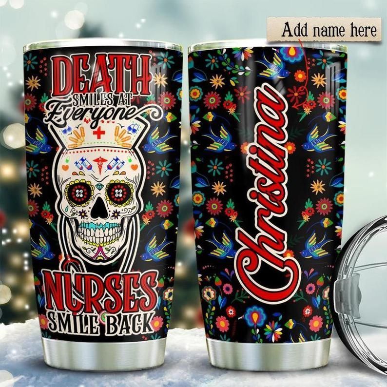 PresentsPrints, Nurse Skull Personalized tropical icon medical Gift for lover Day Travel, Nurse Tumbler