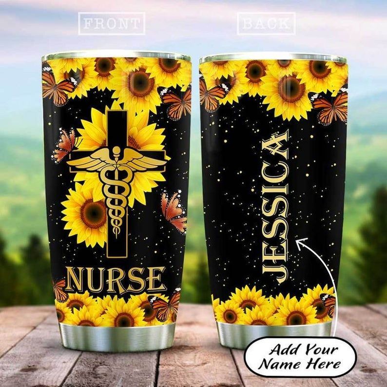 PresentsPrints, Personalized Nursed Sunflower icon medical 10 Gift for lover Day Travel, Nurse Tumbler