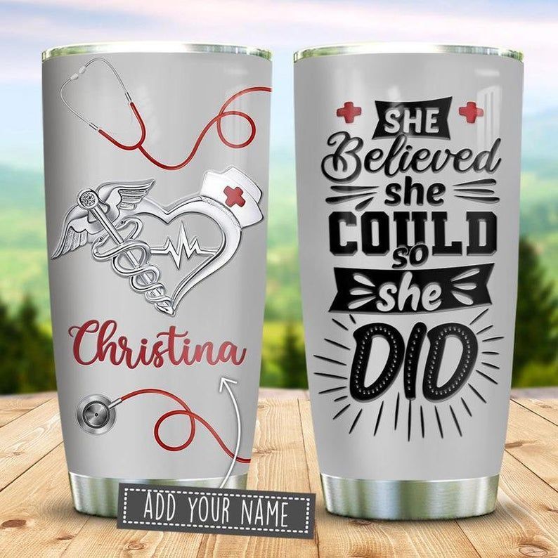 PresentsPrints, Nurse She Believed Jewelry Style Personalized 6 Gift for lover Day Travel, Nurse Tumbler