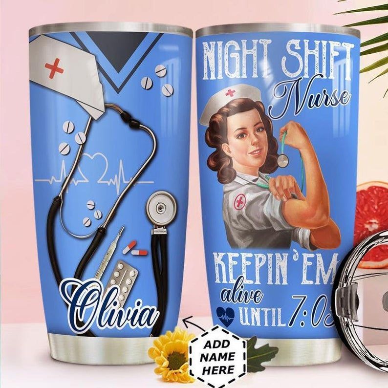 PresentsPrints, Night Shift Nurse Personalized Gift for lover Day Travel, Nurse Tumbler