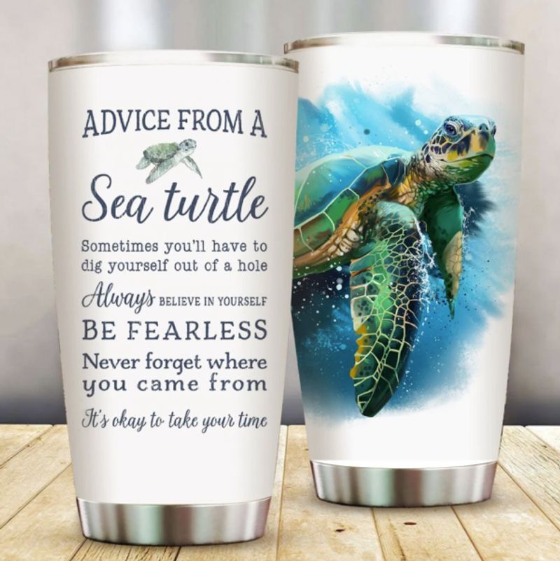 PresentsPrints, Turtle advice from a sea be fearless tumbler all over print size 20oz-30oz