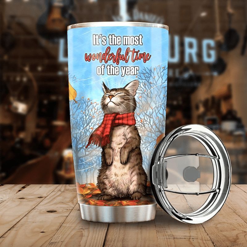 PresentsPrints, Its the most wonderful time of the year cat winter tumbler all over print size 20oz-30oz