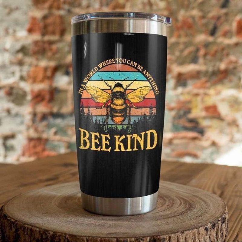 PresentsPrints, In a world where you can be anything bee kind vintage tumbler all over print size 20oz-30oz