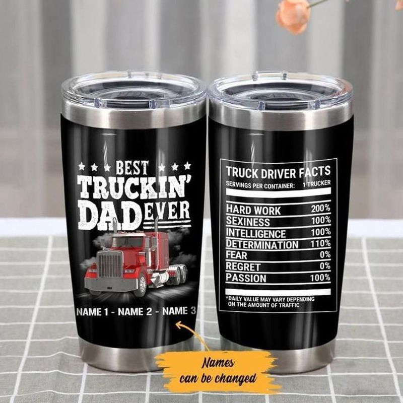 PresentsPrints, Personalized best truckin dad ever truck driver facts hard work passion tumbler size 20oz-30oz