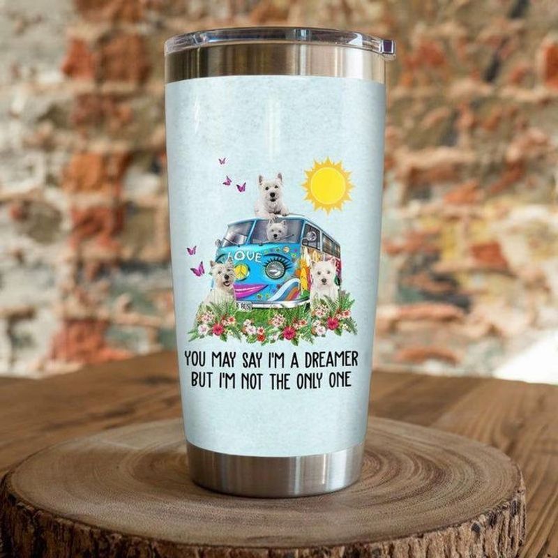 PresentsPrints, You may say im a dreamer but im not the only one love bus car hippie peace Westiepoo dog tumbler all over print size 20oz-30oz