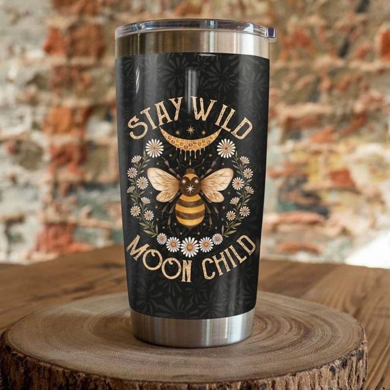 PresentsPrints, Stay wild moon child bee and moon honey tumbler all over print size 20oz-30oz