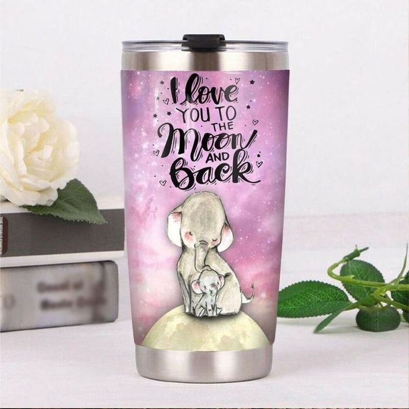 PresentsPrints, I love you to the moon and back elephant mom tumbler all over print size 20oz-30oz