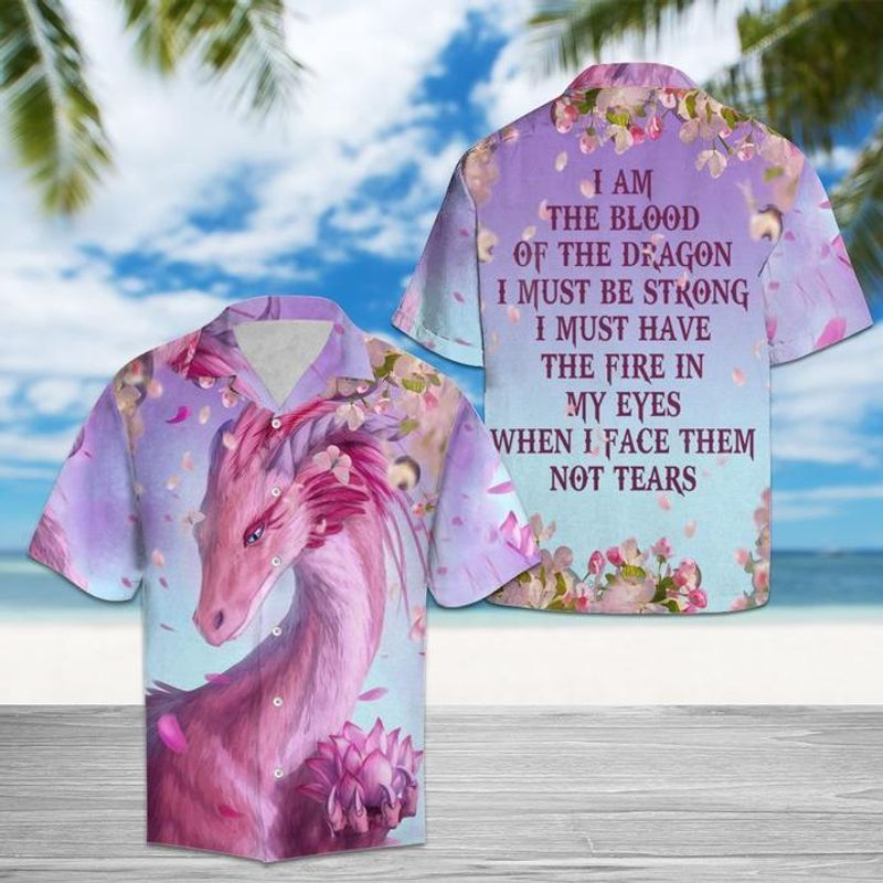 PresentsPrints, Dragon pink i am the blood my eyes when i face them no tears, Hawaiian Shirt
