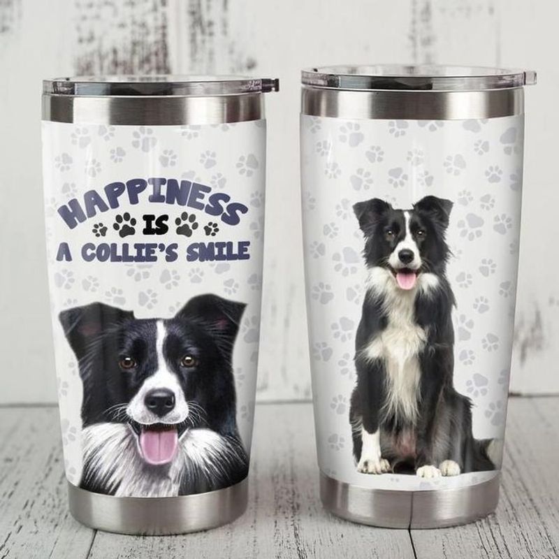 PresentsPrints, Happiness is a collies smile border collie dog tumbler all over print size 20oz-30oz