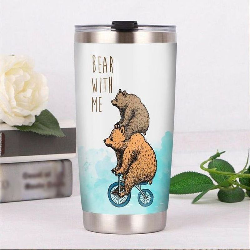 PresentsPrints, Bear with me cycling tumbler all over print size 20oz-30oz