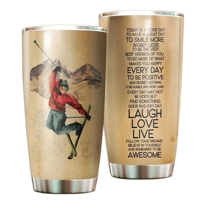 PresentsPrints, Today it a good day to have a great day to smile more snowboarding tumbler all over print size 20oz-30oz