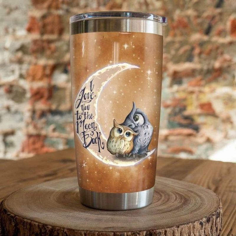 PresentsPrints, I love you to the moon and back owl tumbler all over print size 20oz-30oz