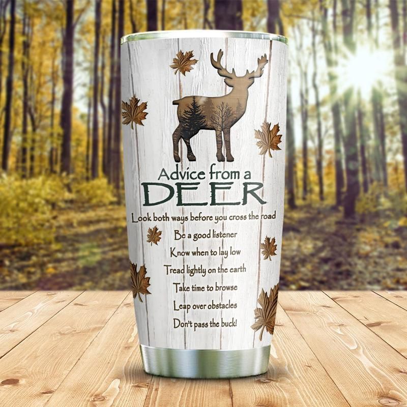 PresentsPrints, Deer advice from autumn fall tumbler all over print size 20oz-30oz