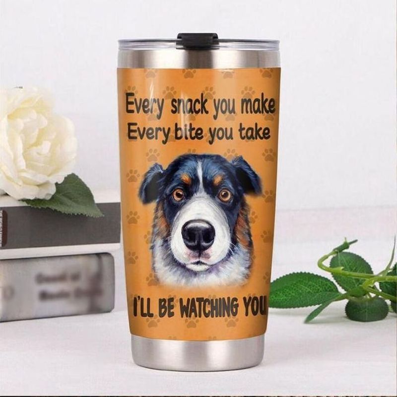 PresentsPrints, Every snack you make every bite you take ill be watching you Bernese Mountain dog paw tumbler all over print size 20oz-30oz