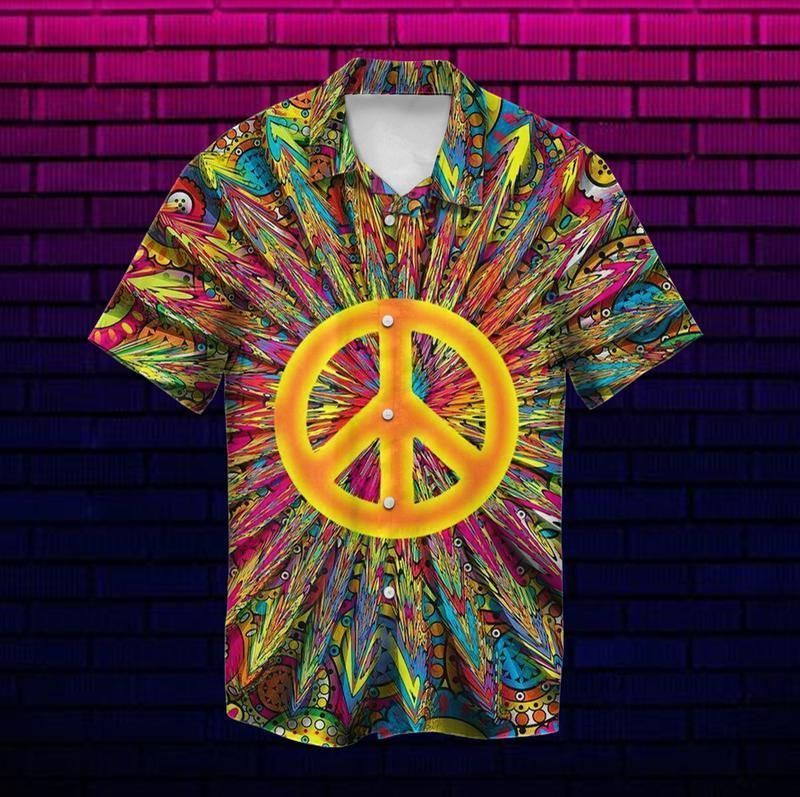 PresentsPrints, Hippie peace colorful, Hawaiian Shirt