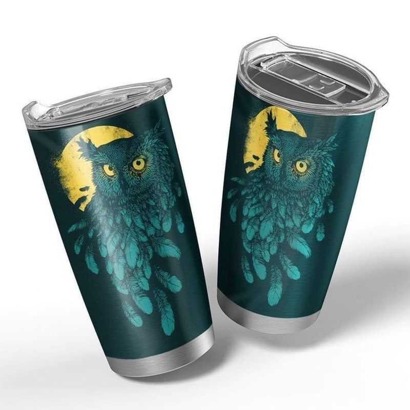 PresentsPrints, Owl wings and moon tumbler all over print size 20oz-30oz