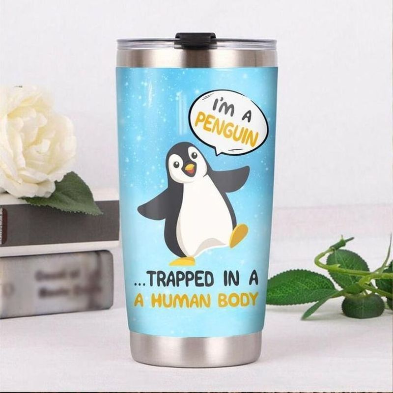PresentsPrints, Im a penguin trapped in a human body tumbler all over print size 20oz-30oz