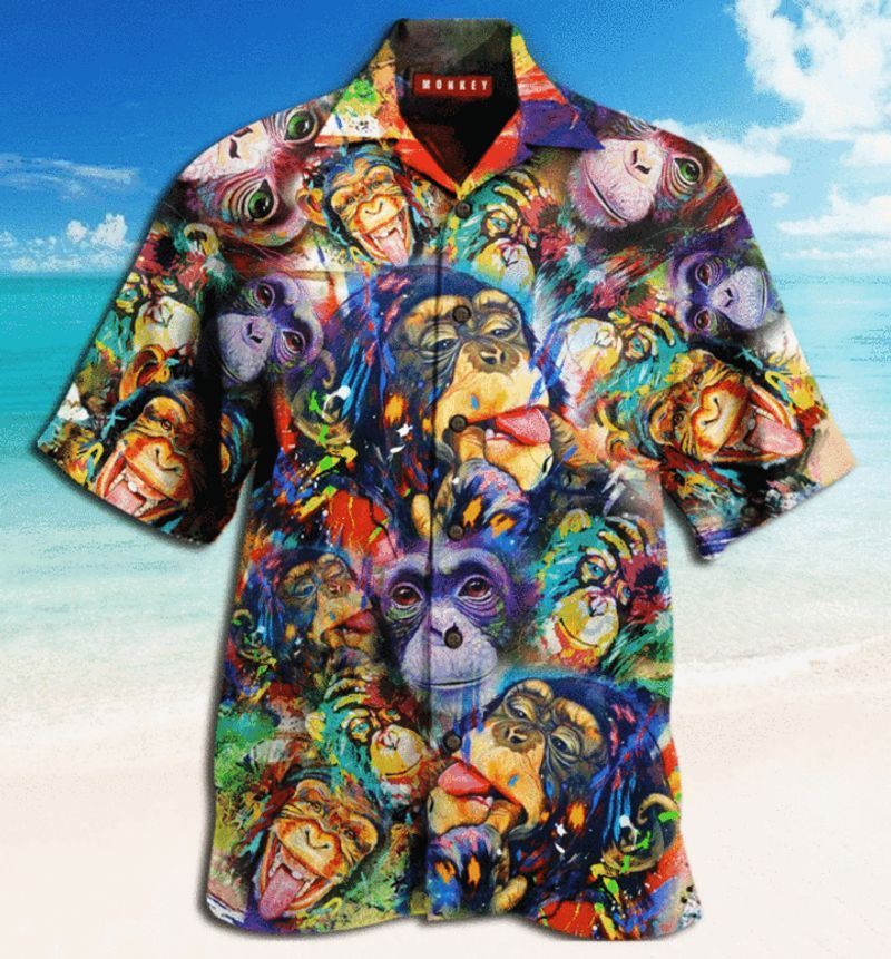 PresentsPrints, Colorful art gorillas monkey, Hawaiian Shirt