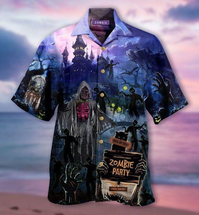 PresentsPrints, Zombie party halloween, Hawaiian Shirt