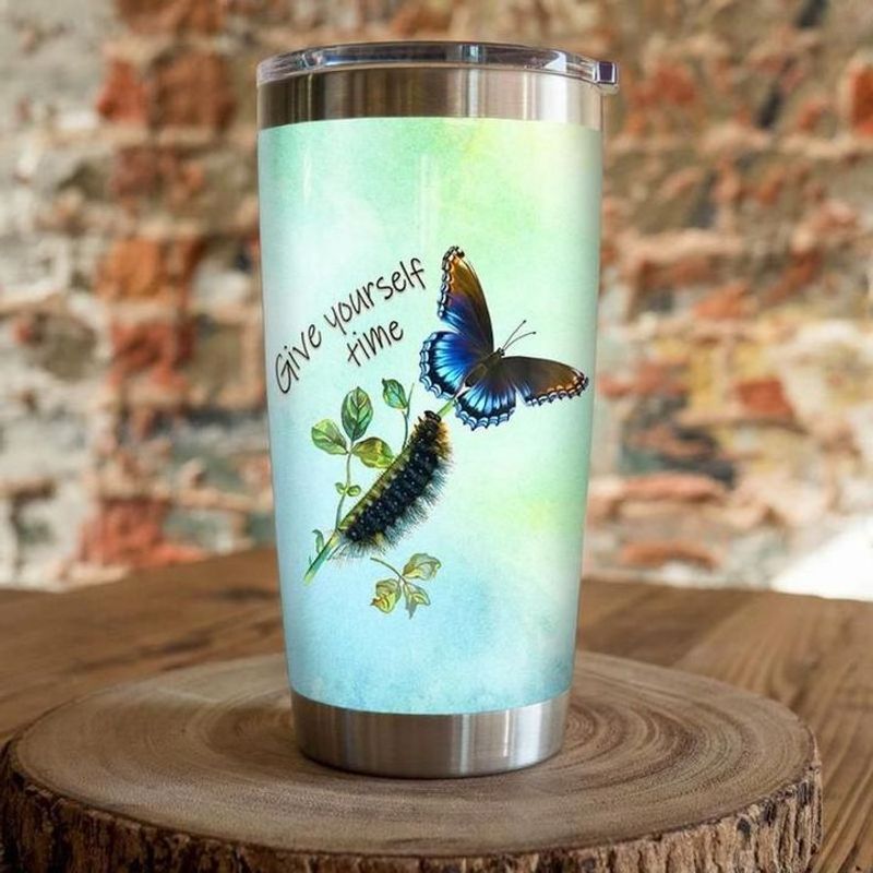 PresentsPrints, Give yourself time the caterpillars to butterfly tumbler all over print size 20oz-30oz